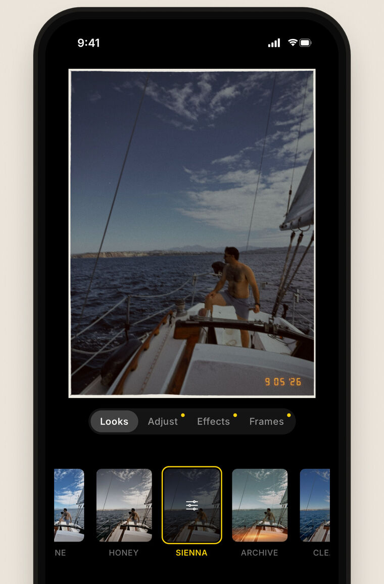 Choosing a film look for a sailing photo in Framed